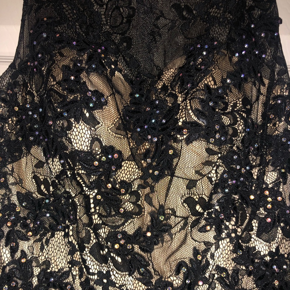 Beautiful black and gold lace cocktail dress